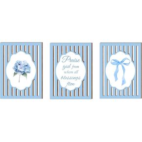 Kihraw Blue Coquete Bow Room Wooden Decor - Teen Girls Trendy Preppy Wall Art Aesthetic for Bedroom Bathroom Decor, Inspirational Positive Affirmations Blue Bow Coquette Nursery - 4 Pcs in Kuwait
