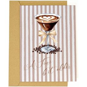 Espresso Martini Birthday Card-Funny Coffee & Cocktail Greeting Card for Women Best Friend Sister Daughter Wife-A Tini Bit Older Birthday Gift 21st 25th 30th (Brown-Tini) in Saudi Arabia