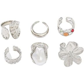 خواتم مفصل مكتنزة للنساء مجموعة خواتم قابلة للتكديس قابلة للتعديل، مجموعة خواتم مكتنزة من المجوهرات للارتداء اليومي in Kuwait