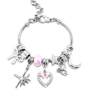 Cute Bunny Silver Charm Bracelets For Women Kawaii Italian Charm Bracelet For Women Y2k Bracelets Adjustable Pink Bracelet Bunny Gifts For Womens Friends in Kuwait