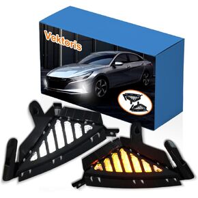 LED Front Bumper Fog Light Compatible with Hyundai Elantra 2021~2023 (Not fit N-line) DRL Indicator Light White Daytime Running Light | Amber Turn signal lamp, Replaces# HY1038168, HY1039168 in Kuwait