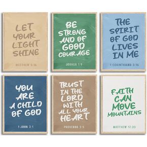 6Pcs Children's Bible Verse Wall Art Christian Inspirational Wall Decor Pictures Religious Educational Canvas Posters Prints for Nursery Kids Bedroom Classroom Wall Decor 8x10in Unframed in Saudi Arabia