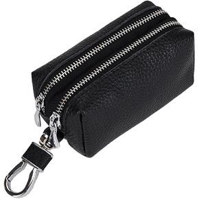 1 قطعة محفظة مفاتيح السيارة الجلدية متعددة الوظائف الطبقة الأولى جلد البقر حقيبة مفاتيح مزدوجة سستة المفاتيح المحفظة in Kuwait