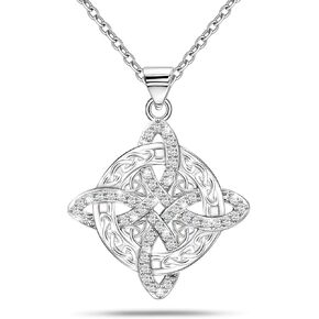 عقدة سلتيك قلادة S925 الفضة الاسترليني مكعب زركونيا خمر الأيرلندية الساحرات عقدة قلادة قلادة ويتشي نودو دي بروجا بلاتا الأيرلندية الويكا الصليب المجوهرات هدية للنساء الرجال عيد الميلاد عيد ميلاد in Kuwait