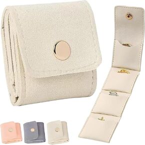 Mini Travel Jewelry Bag, Mini Jewelry Travel Case Multifunctional Folding with Buckle, Portable Jewelry Pouch for Travel Essentials, Earrings, Rings, Necklaces (White*1) in Saudi Arabia