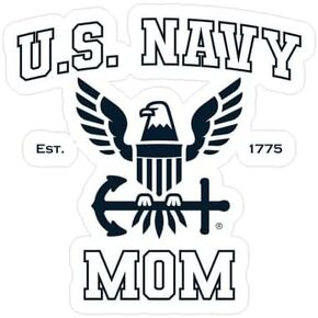 CafePress U.S. Navy Mom Blue and White Small Die Cut Sticker, 3"x4" Glossy Finish in Kuwait