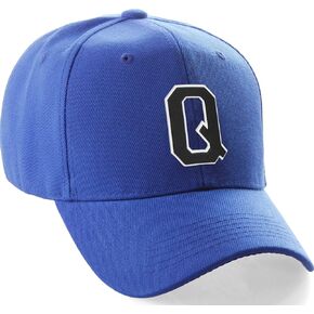 Classic Baseball Hat Custom A to Z Initial Team Letter, Blue Cap White Black in Kuwait