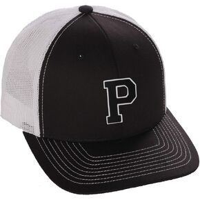 Structured Trucker Mesh Hat Custom Colors Letter P Initial Baseball Mid Profile in Kuwait