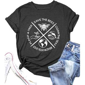 PECHAR Earth Day Shirts for Women : Protect The Environment T-Shirts Bees Graphic Short Sleeve Blouse Tops in Saudi Arabia