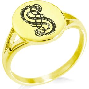 Stainless Steel God of Mischief Loki Viking Norse Symbol Minimalist Oval Top Polished Statement Ring in Saudi Arabia