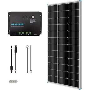 Renogy 200W 12V RV Solar Panel Kit N-Type - Adventurer 30A LCD PWM Charge Controller + Mounting Brackets for RVs, Boats, Trailers, Campers, Marine & Off - Grid Systems in Kuwait