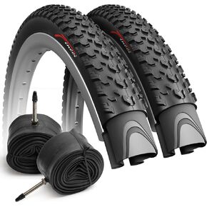 Fincci Pair 27.5 x 2.10 Mountain Bike Tire 54-584 Foldable Tires with Presta Inner Tubes for Road MTB Mud Dirt Offroad Bicycle - 27.5x2.10 Tire Pack of 2 in Kuwait