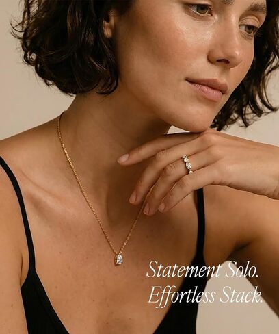 18K Gold Plated Eternity Band Ring for Women, Cubic Zirconia Stackable Ring, Bezel Set Multi-Cut Oval Pear Stones, Stainless Steel, Waterproof, Tarnish-Resistant in Kuwait