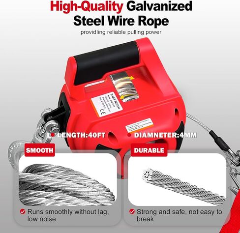 Drill Powered Portable Winch 750LBS, Drill Winch with 40FT Alloy Steel Wire Rope, Portable Drill Winch, Portable Handheld Drill Winch for Dragging Handling Trailer in Kuwait