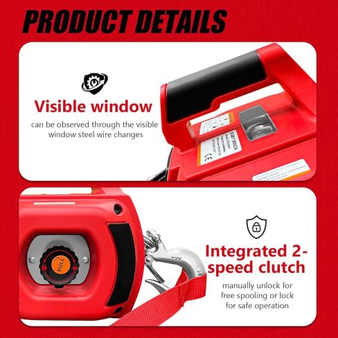 Drill Powered Portable Winch 750LBS, Drill Winch with 40FT Alloy Steel Wire Rope, Portable Drill Winch, Portable Handheld Drill Winch for Dragging Handling Trailer in Kuwait