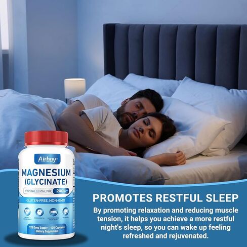 Magnesium Glycinate 200 mg,Elemental Magnesium Supplement,High Absorption,120 Capsules,Non-GMO and No Gluten,Vegan,Support Relaxation, Sleep and Calm Mood in Saudi Arabia