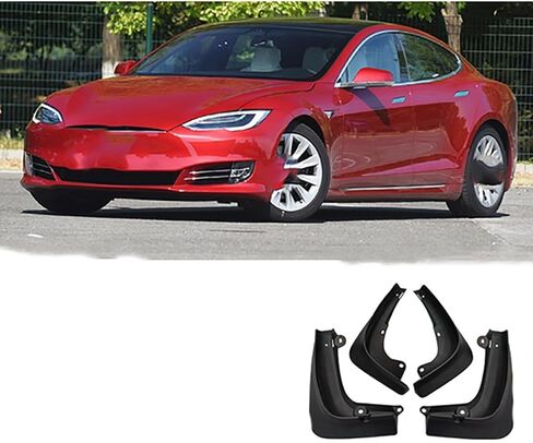 اللوحات الطينية للسيارة طراز Tesla S 2014 2015 2016 2017 2018 2019 2020 2021 2022، واقيات الطين من الرذاذ، حاجز العجلات الخلفية الأمامية، أغطية الحماية، واقي إطارات السيارة، 2014-2020 in Saudi Arabia