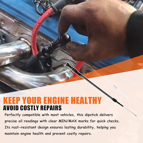 عصا قياس زيت الشاحنة متوافقة مع عصا قياس الزيت المرنة لمحرك شاحنة LS LSX LS1 LS2 LS6 4.8L 5.7L 6.0L 6.2L (أسود) in Kuwait