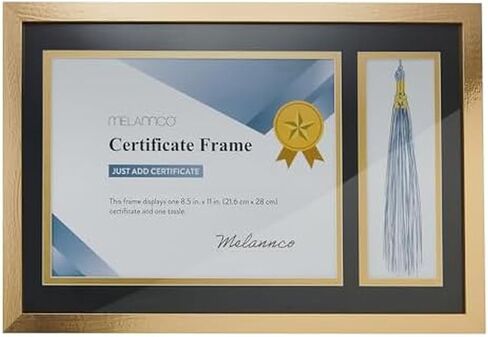 MELANNCO Gold Wood Diploma Frame With Tassel Holder- Frame Displays One 8.5x11 Inch Certificate and One Tassel, 18.8x12.1 Inch in Kuwait
