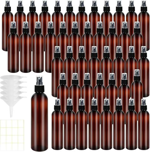 48 Pcs 8 oz Spray Bottles with Cap Amber Empty Plastic Travel Sprayer Refillable Fine Mist Cleaning Bottles for Oils Perfumes in Kuwait