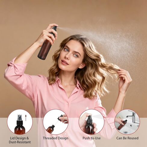 48 Pcs 8 oz Spray Bottles with Cap Amber Empty Plastic Travel Sprayer Refillable Fine Mist Cleaning Bottles for Oils Perfumes in Kuwait