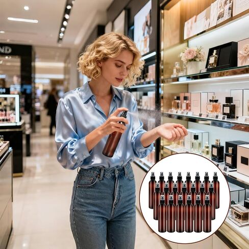 48 Pcs 8 oz Spray Bottles with Cap Amber Empty Plastic Travel Sprayer Refillable Fine Mist Cleaning Bottles for Oils Perfumes in Kuwait