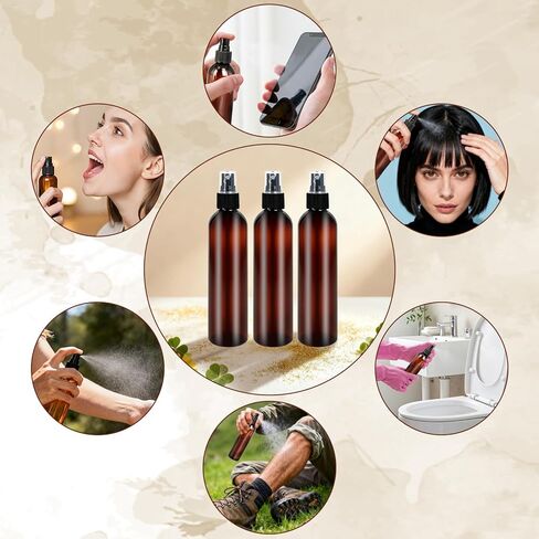 48 Pcs 8 oz Spray Bottles with Cap Amber Empty Plastic Travel Sprayer Refillable Fine Mist Cleaning Bottles for Oils Perfumes in Kuwait