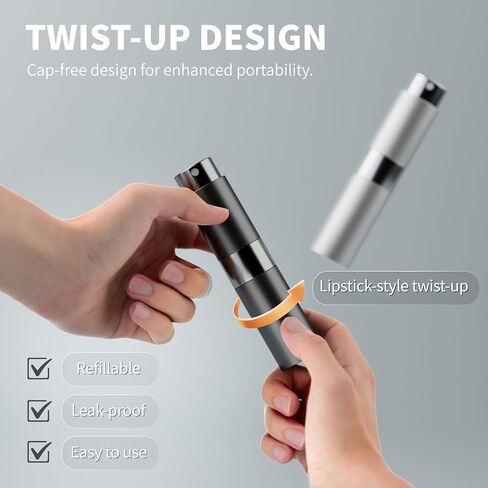 8ml Travel Perfume Atomizer Bottles Refillable – Mini Perfume Spray Bottles with Leak-Proof Design, Refillable Cologne Atomizer for Travel, Purse, Pocket(Black, Silver) in Saudi Arabia