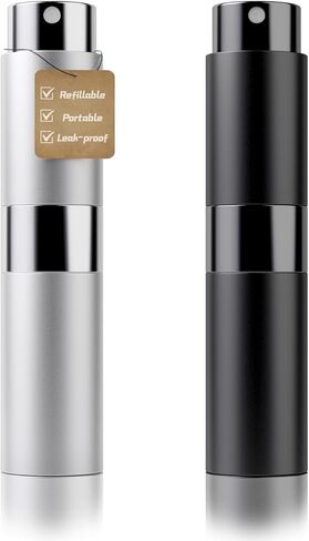 8ml Travel Perfume Atomizer Bottles Refillable – Mini Perfume Spray Bottles with Leak-Proof Design, Refillable Cologne Atomizer for Travel, Purse, Pocket(Black, Silver) in Saudi Arabia