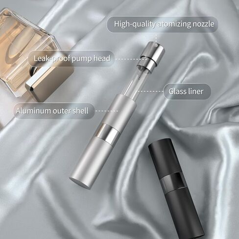 8ml Travel Perfume Atomizer Bottles Refillable – Mini Perfume Spray Bottles with Leak-Proof Design, Refillable Cologne Atomizer for Travel, Purse, Pocket(Black, Silver) in Saudi Arabia