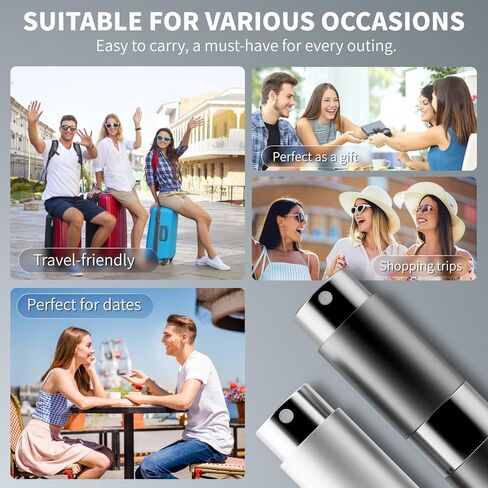 8ml Travel Perfume Atomizer Bottles Refillable – Mini Perfume Spray Bottles with Leak-Proof Design, Refillable Cologne Atomizer for Travel, Purse, Pocket(Black, Silver) in Saudi Arabia