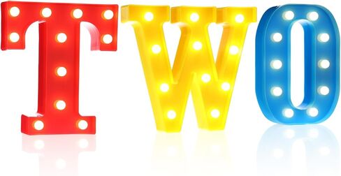 Cartoon One Letter LED Lights, Toy Inspire 8.9 Inch Battery Powered LED Marquee Letters Lights Sign for 1 Year Old First Birthday Party Supplies Table Centerpieces Photo Prop Decor (Rainbow) in Saudi Arabia