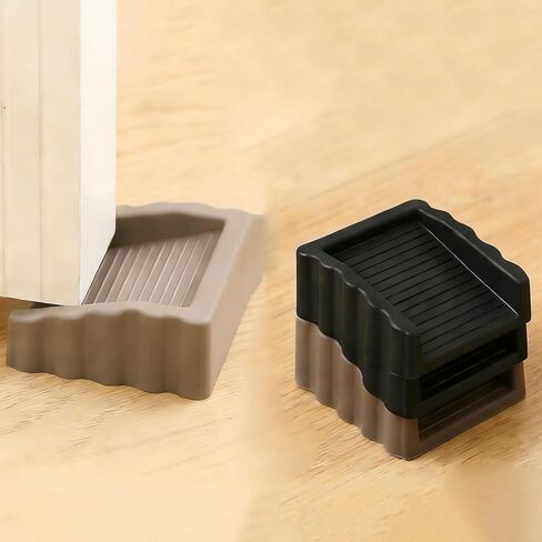 2 Pcs Portable Silicone Door Stopper - Stackable Anti-Slip Door Wedge, Flexible Rubber Door Holder for Carpet, Wood, Tile, Home Essentials（Black + Gray） in Saudi Arabia