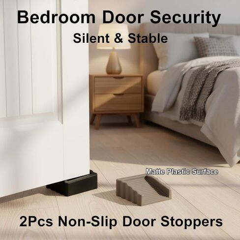 2 Pcs Portable Silicone Door Stopper - Stackable Anti-Slip Door Wedge, Flexible Rubber Door Holder for Carpet, Wood, Tile, Home Essentials（Black + Gray） in Saudi Arabia