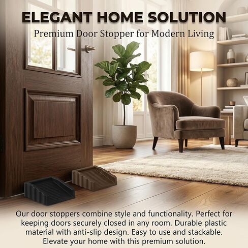 2 Pcs Portable Silicone Door Stopper - Stackable Anti-Slip Door Wedge, Flexible Rubber Door Holder for Carpet, Wood, Tile, Home Essentials（Black + Gray） in Saudi Arabia