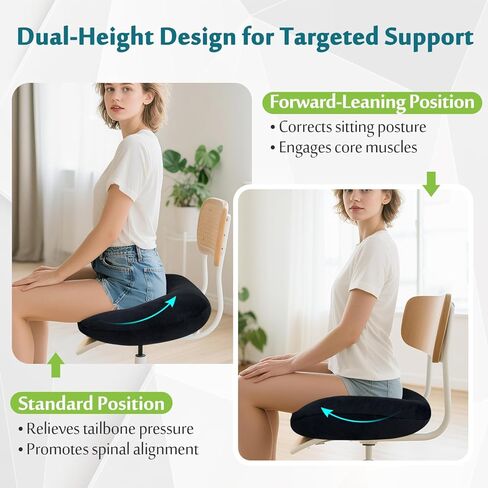 AOSSA Donut Pillow for Hemorrhoids & Tailbone Pain, Bed Sore Cushions for Butt, BBL Pillow After Surgery for Sleeping, Ergonomic Pressure Relief Seat Cushion for Sciatica, Postpartum (Black) in Kuwait