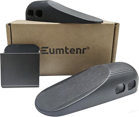 Rubber Door Stoppers for Bottom of Door, Door Stop Wedge with Self Adhesive Holder, Heavy Duty Doorstops 2 Pack, Wall Protector for Home & Office & School & Commercial Doorstop (Black) in Kuwait