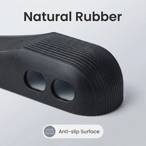 Rubber Door Stoppers for Bottom of Door, Door Stop Wedge with Self Adhesive Holder, Heavy Duty Doorstops 2 Pack, Wall Protector for Home & Office & School & Commercial Doorstop (Black) in Kuwait