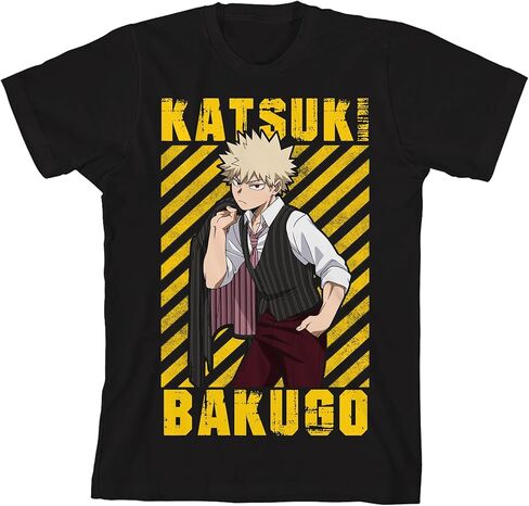 Bioworld My Hero Academia Katsuki Bakugo Theatre Dress Youth Black Crew Neck Short Sleeve T-Shirt in Saudi Arabia