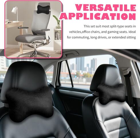 2PCS Soft Car Headrest Pillow,Ergonomic Car Neck Pillow for Driving Relief Neck Fatigue,Universal Cars Pillows Headrest for Cars Interior Accessories with Detachable Cover in Kuwait