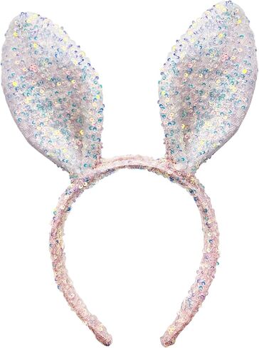 Easter Ears Headband Sequin Ears Headband for Women Adult Bunny Costume Accessories Halloween Cosplay Dress up in Saudi Arabia