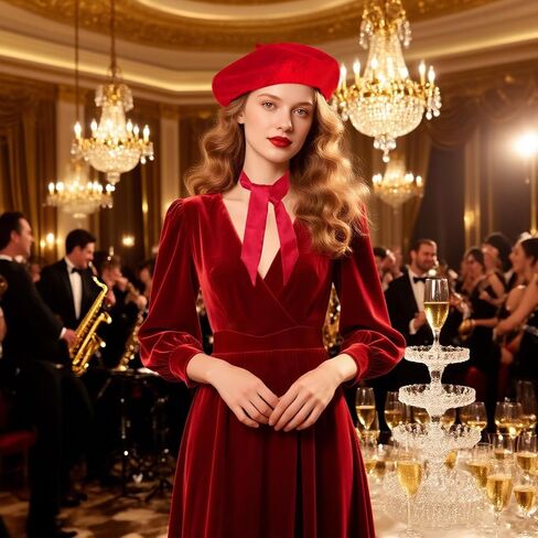choyaxo French Beret Hat Set Including Red Beret Hat Long Scarf for Women French Themed Party in Saudi Arabia