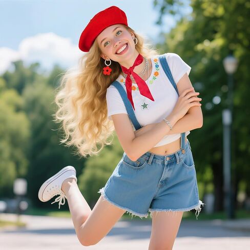 choyaxo French Beret Hat Set Including Red Beret Hat Long Scarf for Women French Themed Party in Saudi Arabia