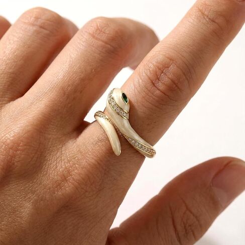 خاتم إصبع مفتوح من حجر الراين على شكل ثعبان ذهبي للنساء، خاتم عصري من الزمرد المكعّب من الزركونيا قابل للتعديل في الخريف والهالوين هدية مجوهرات للحفلات الراقصة in Kuwait