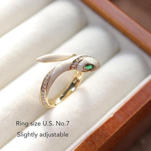خاتم إصبع مفتوح من حجر الراين على شكل ثعبان ذهبي للنساء، خاتم عصري من الزمرد المكعّب من الزركونيا قابل للتعديل في الخريف والهالوين هدية مجوهرات للحفلات الراقصة in Kuwait