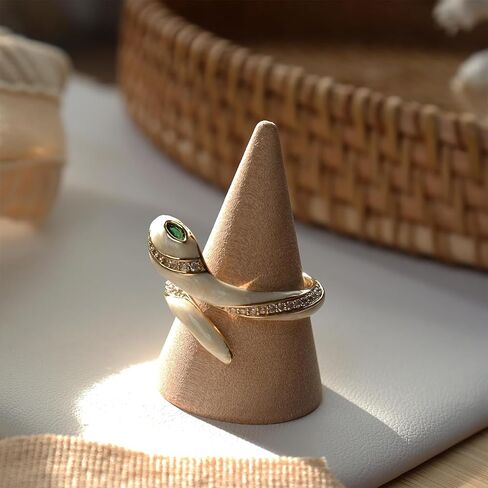 خاتم إصبع مفتوح من حجر الراين على شكل ثعبان ذهبي للنساء، خاتم عصري من الزمرد المكعّب من الزركونيا قابل للتعديل في الخريف والهالوين هدية مجوهرات للحفلات الراقصة in Kuwait