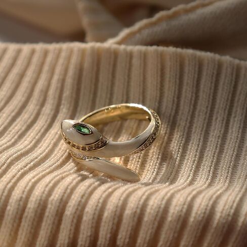 خاتم إصبع مفتوح من حجر الراين على شكل ثعبان ذهبي للنساء، خاتم عصري من الزمرد المكعّب من الزركونيا قابل للتعديل في الخريف والهالوين هدية مجوهرات للحفلات الراقصة in Kuwait