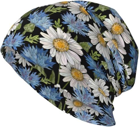 Flower Beanie Chemo Hats for Women Men Slouchy Cancer Headwear Stretchy Skull Cap Soft Knitted Hat Nightcap Chemo Gifts in Saudi Arabia