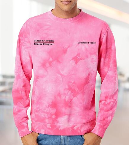 TEEAMORE Personalized Embroidered Tie Dye Sweatshirt Add Your Own Embroidery Text Monogram Unisex Adult Sweatshirts in Kuwait
