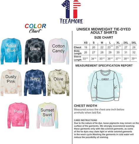 TEEAMORE Personalized Embroidered Tie Dye Sweatshirt Add Your Own Embroidery Text Monogram Unisex Adult Sweatshirts in Kuwait